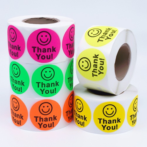 Neon Thank you Smile Roll Sticker 네온땡큐스마일롤스티커