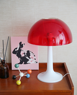 Red Hard Plastic Mushroom Lamp