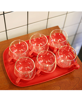 Red Tulip Cups &amp; Serving Tray set