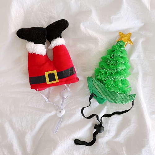 ☻ PET ☻ Santa and Tree Hat 산타와트리모자